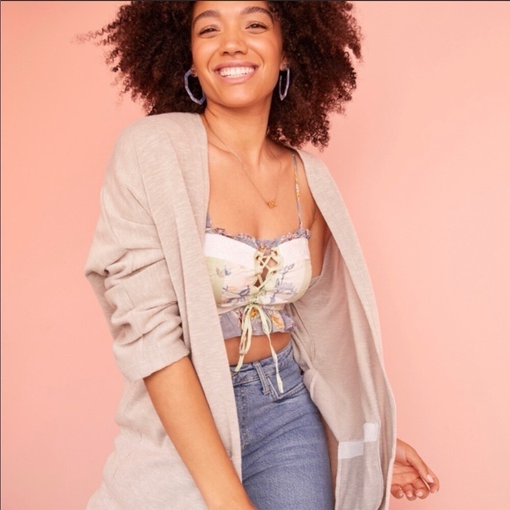 DONNI. Open Front Ribbed Cardigan